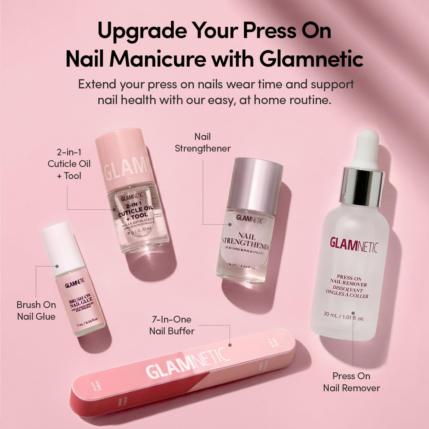 Glamnetic Press On Nails – Extra Short, Velvet 4E – Pink Legacy