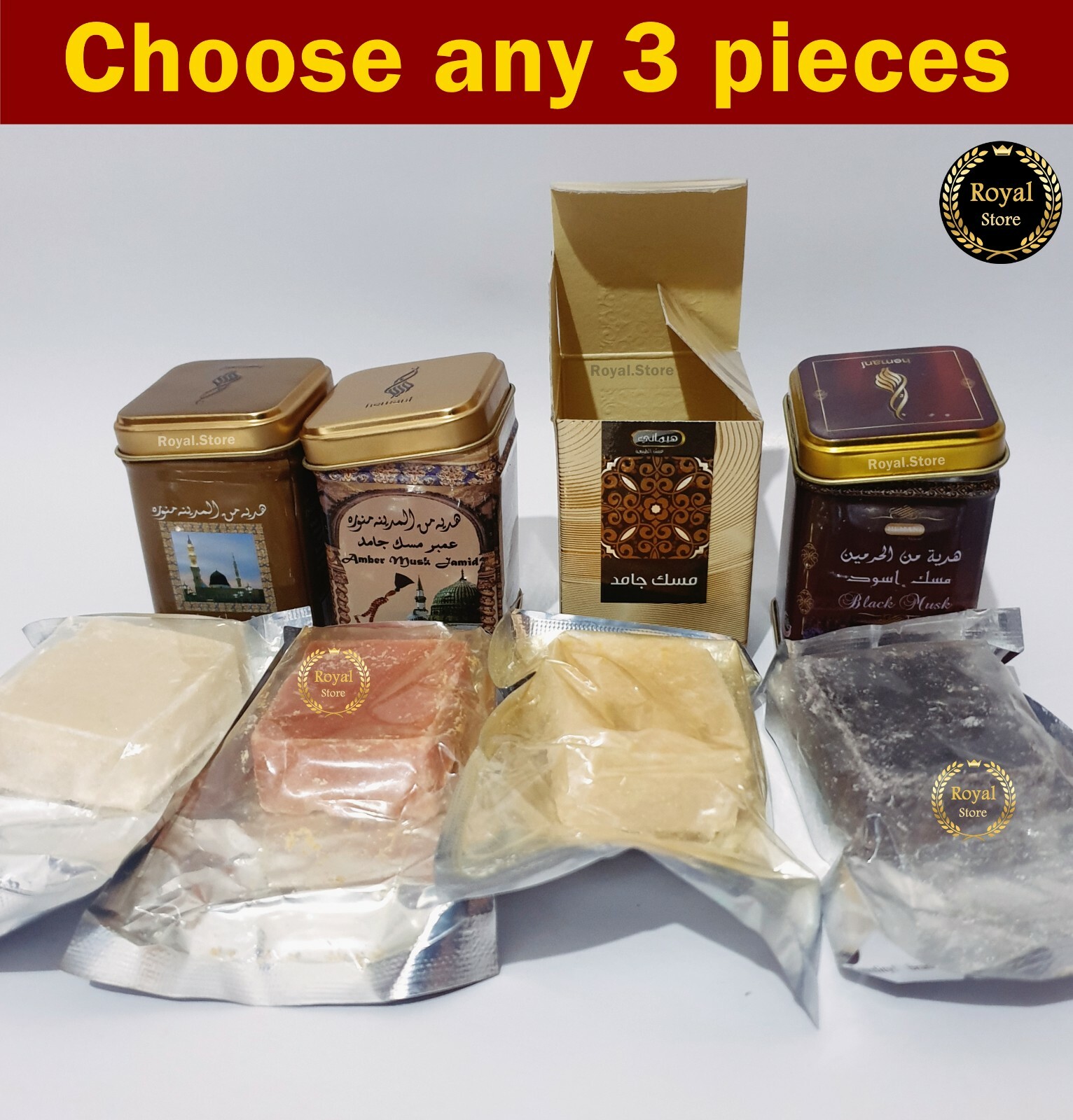 3X Hemani Musk jamid Perfume Solid Amber Black Halal Fragrance Arabian مسك جامد