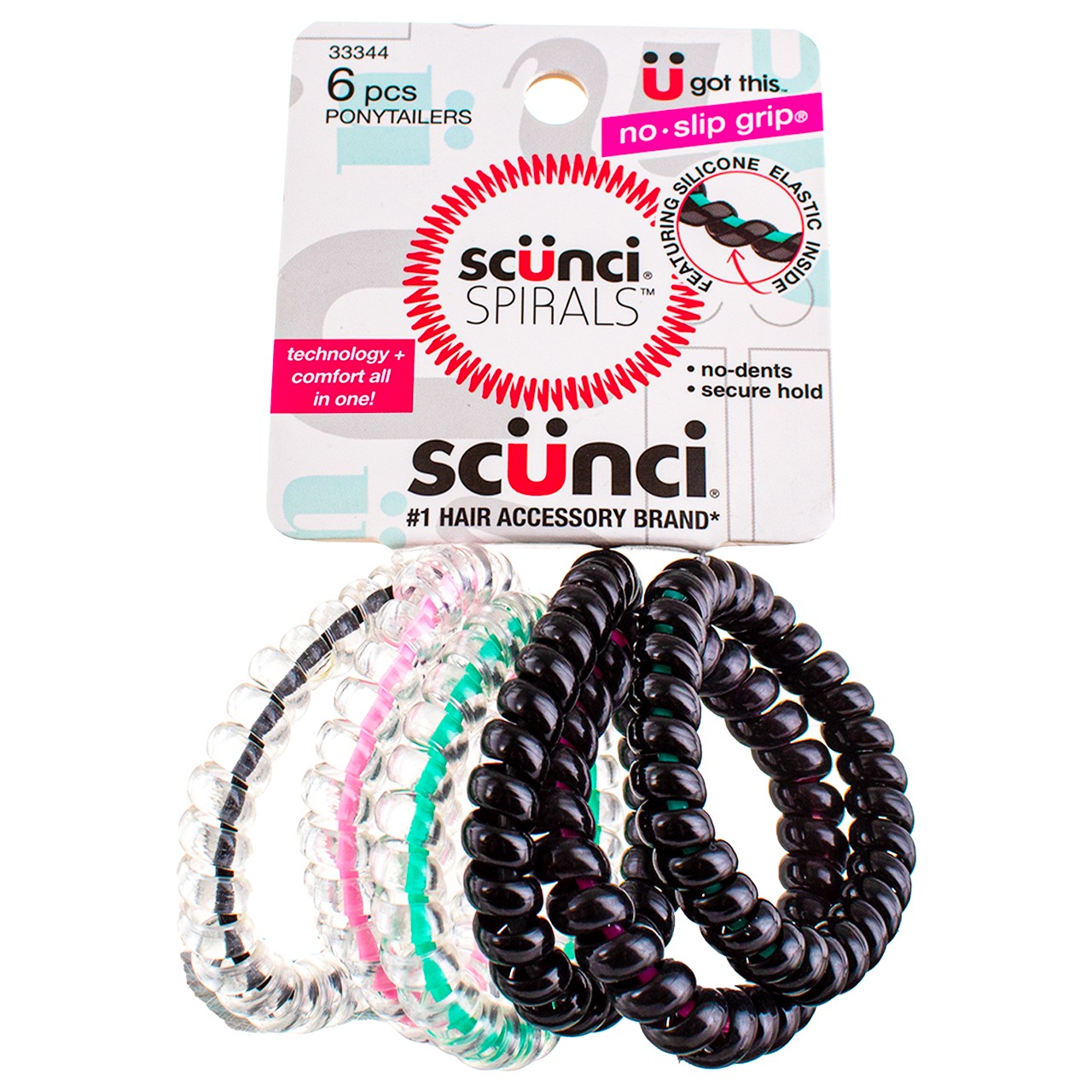 6 Pack Scunci Spiral Ponytailer, Assorted Colors, 6 Ct