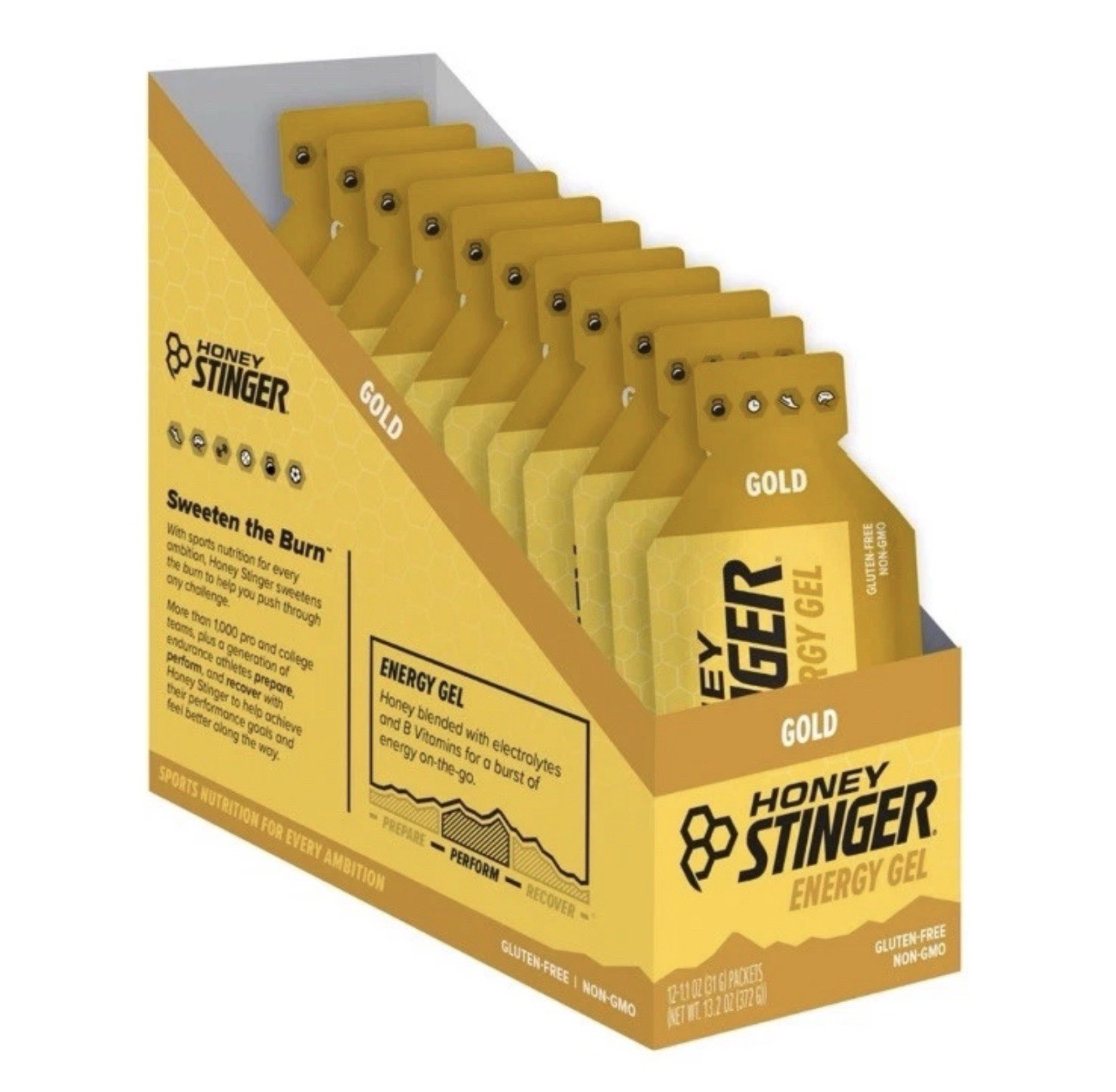 Gold Energy Gel, Gluten Free Caffeine Free, for Exercise, Running 12 Pack!