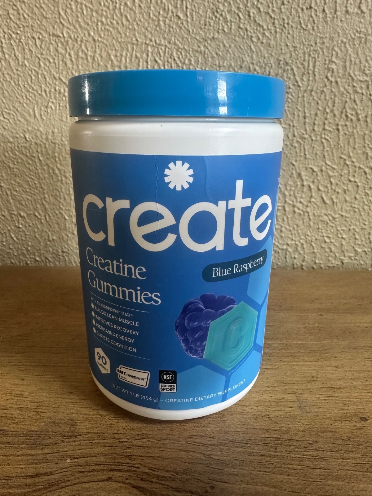 Create Creatine Gummies Blue Raspberry 90 Gummies Creapure NSF Certified Sport