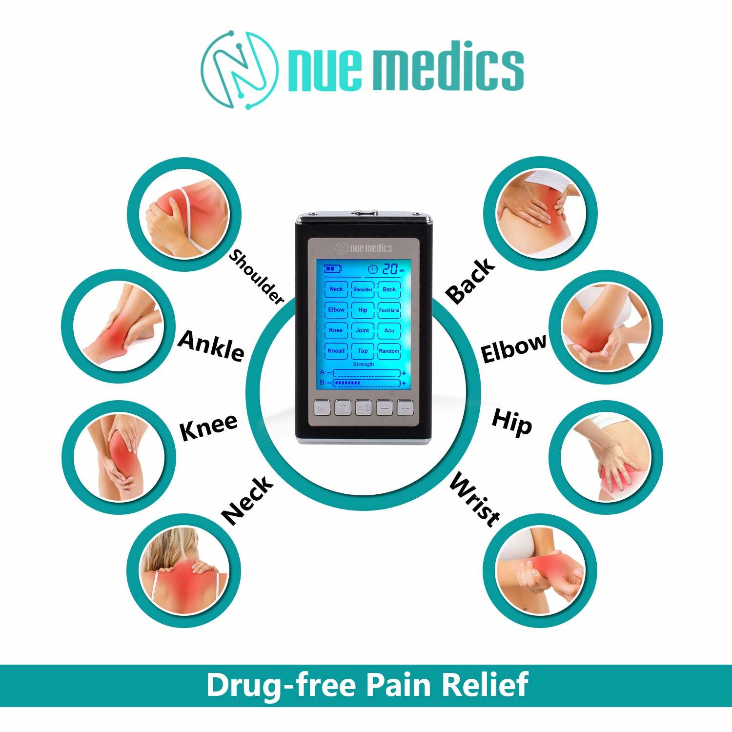 Tens Unit Muscle Stimulator Full Body Electro Therapy Pain Relief Machine