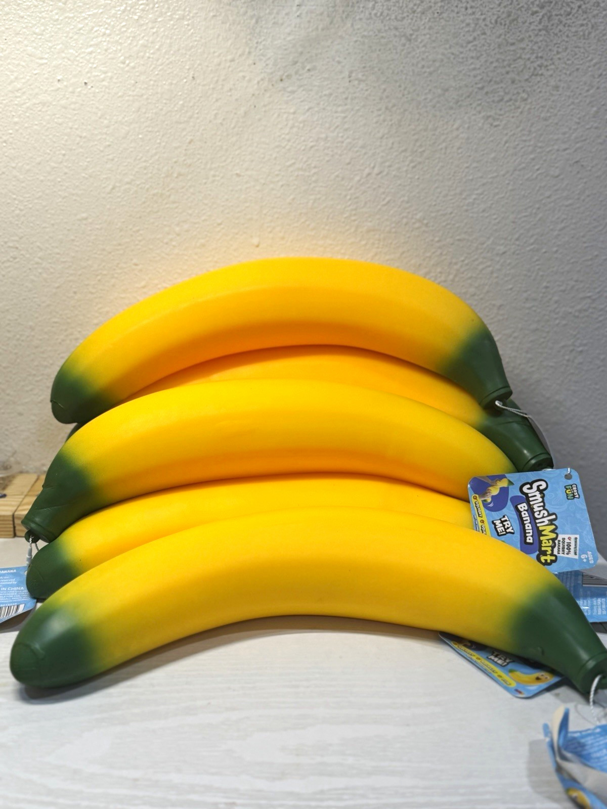 Banana Foam Squeeze Toy Stress Reliever Tear-Resistant Yellow/Green Lot of 4