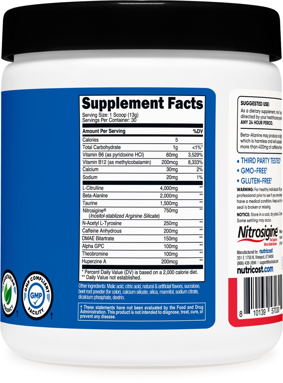Nutricost Pre-Workout Complex Powder (30 Servings) (Fruit Punch)
