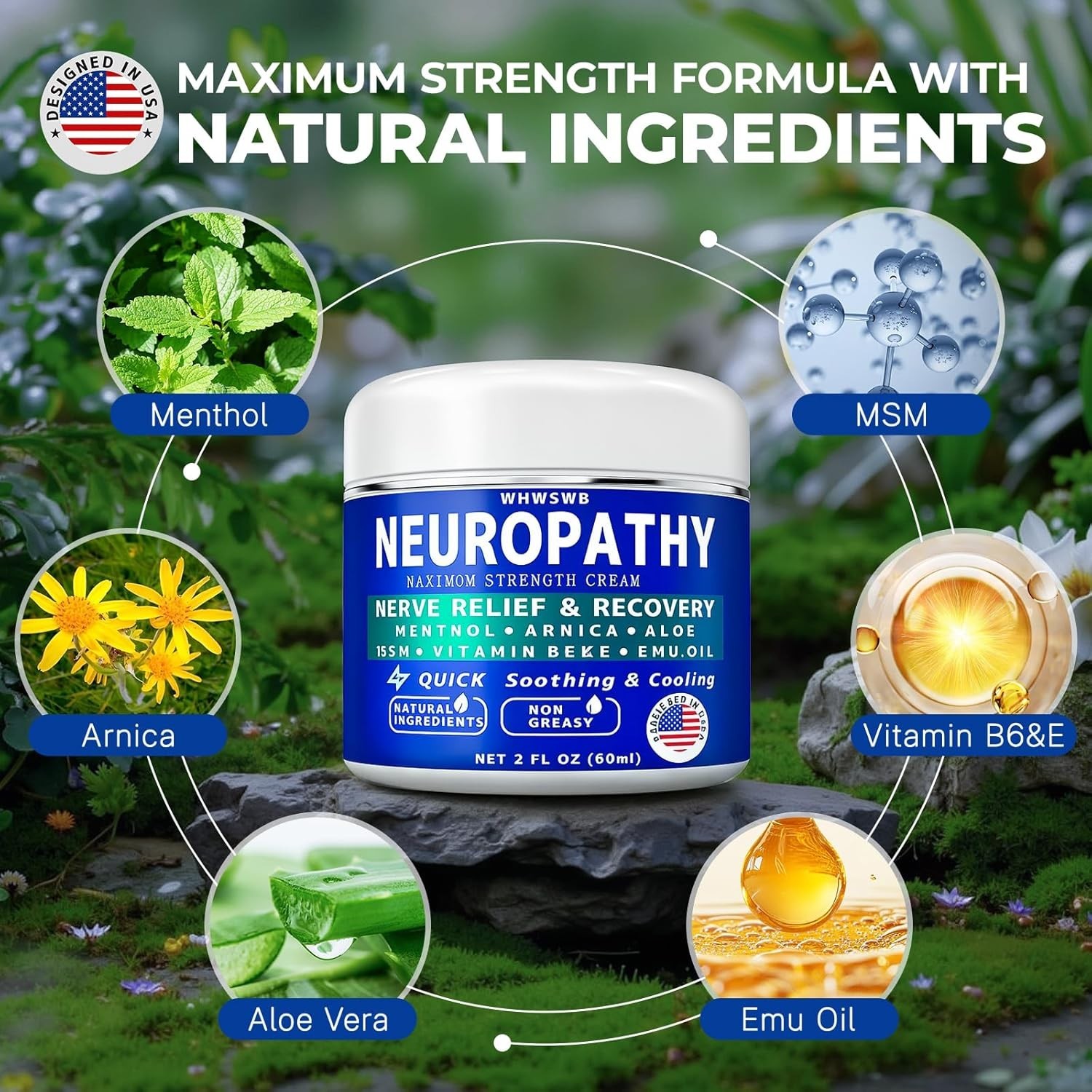 Neuropathy Nerve Relief Cream – Maximum Strength for Feet, Hands, Legs, Toes…