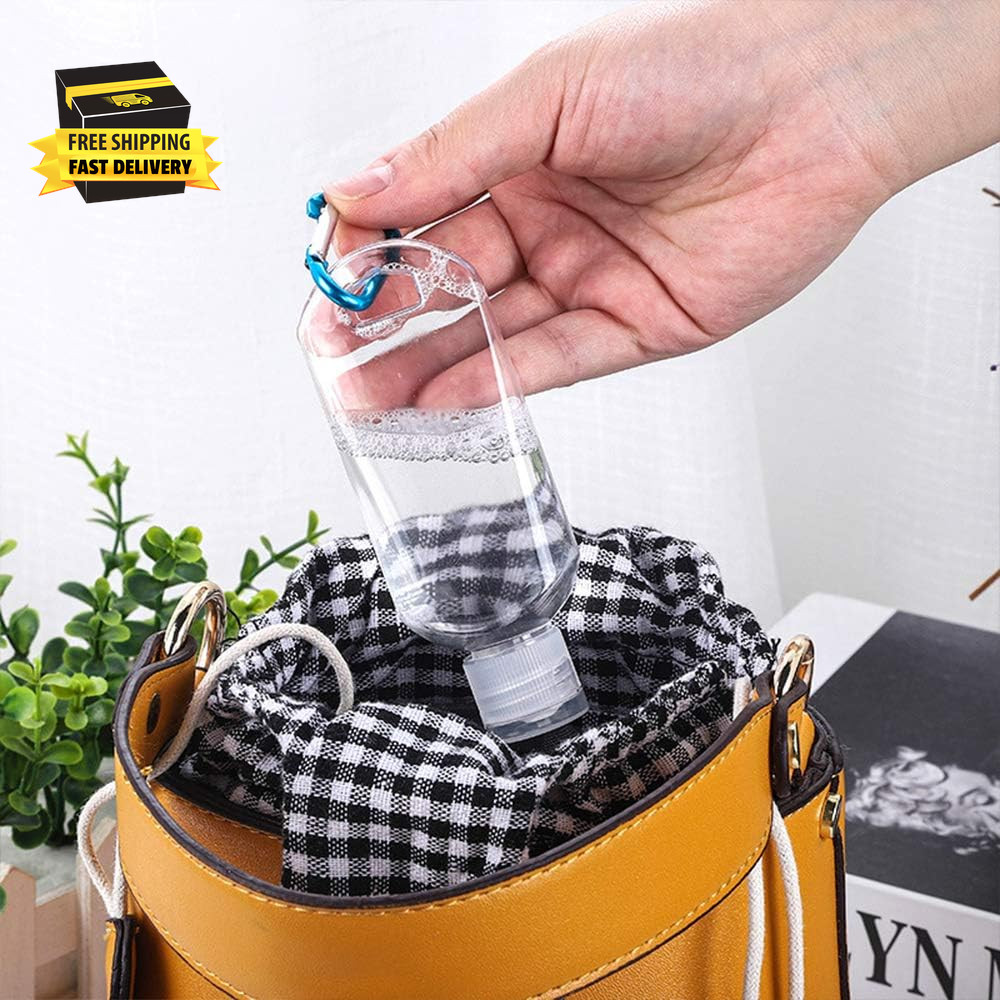 5 Pack Refillable Travel Plastic Bottles Containers with Clip Hand Sanitizer Tra