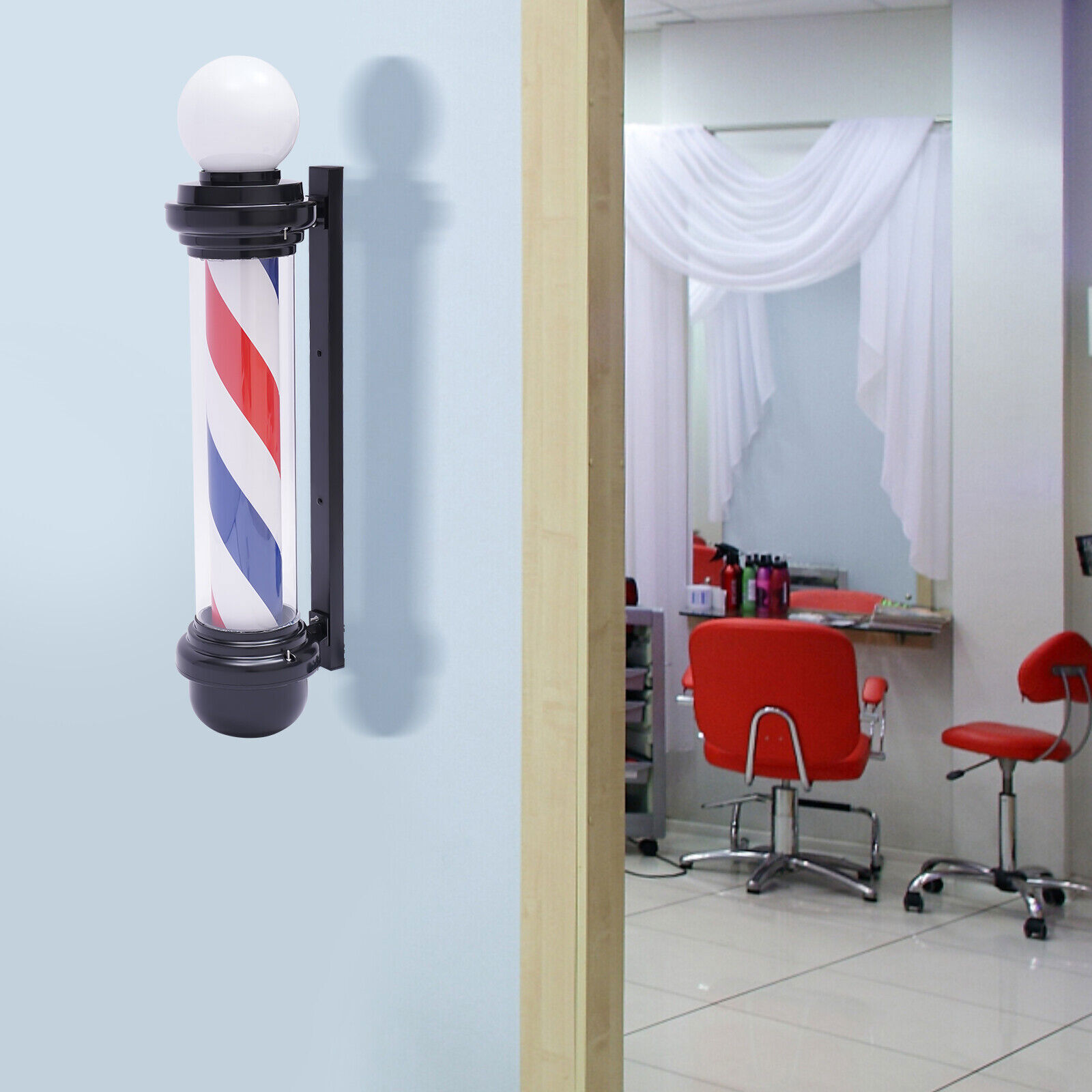 Barber Shop Pole Light Rotating LED Stripes Hair Salon Open Sign Outdoor/Indoor