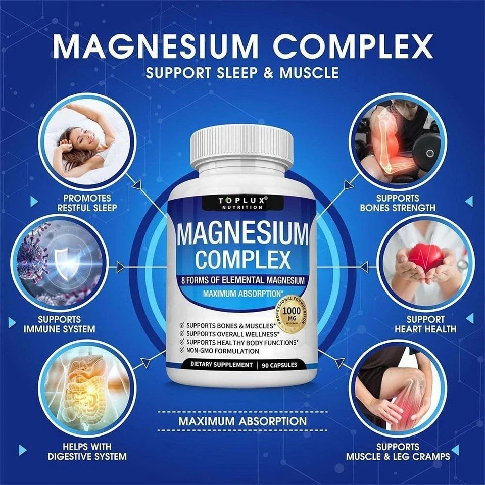 Magnesium Bone, 1000mg includes 8 Forms for Complex Muscle, Energy &Wellness,…
