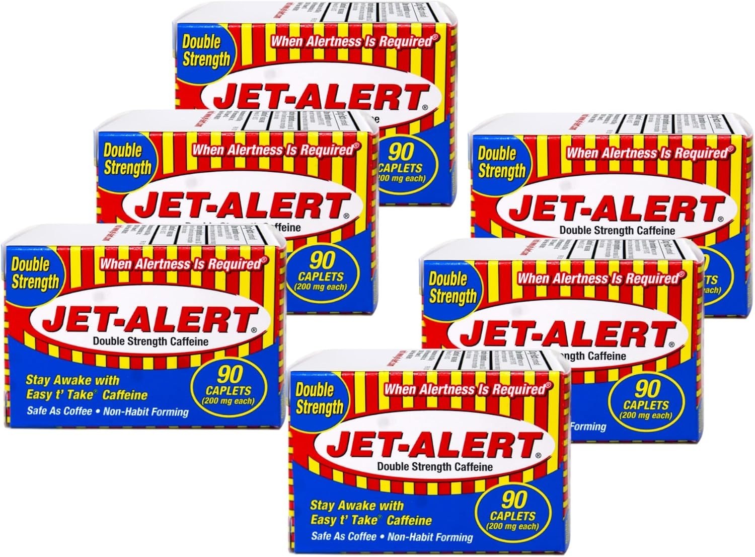 Jet Alert Double Strength Caffeine Caplets – 200mg, 6-Pack (540 Tablets) for …