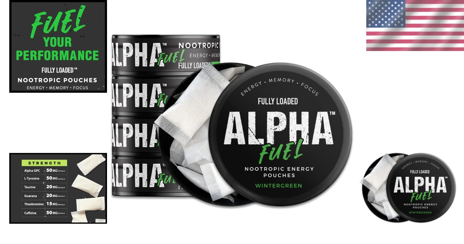 Alpha Fuel Nootropic Pouches – Caffeine & Alpha GPC Blend