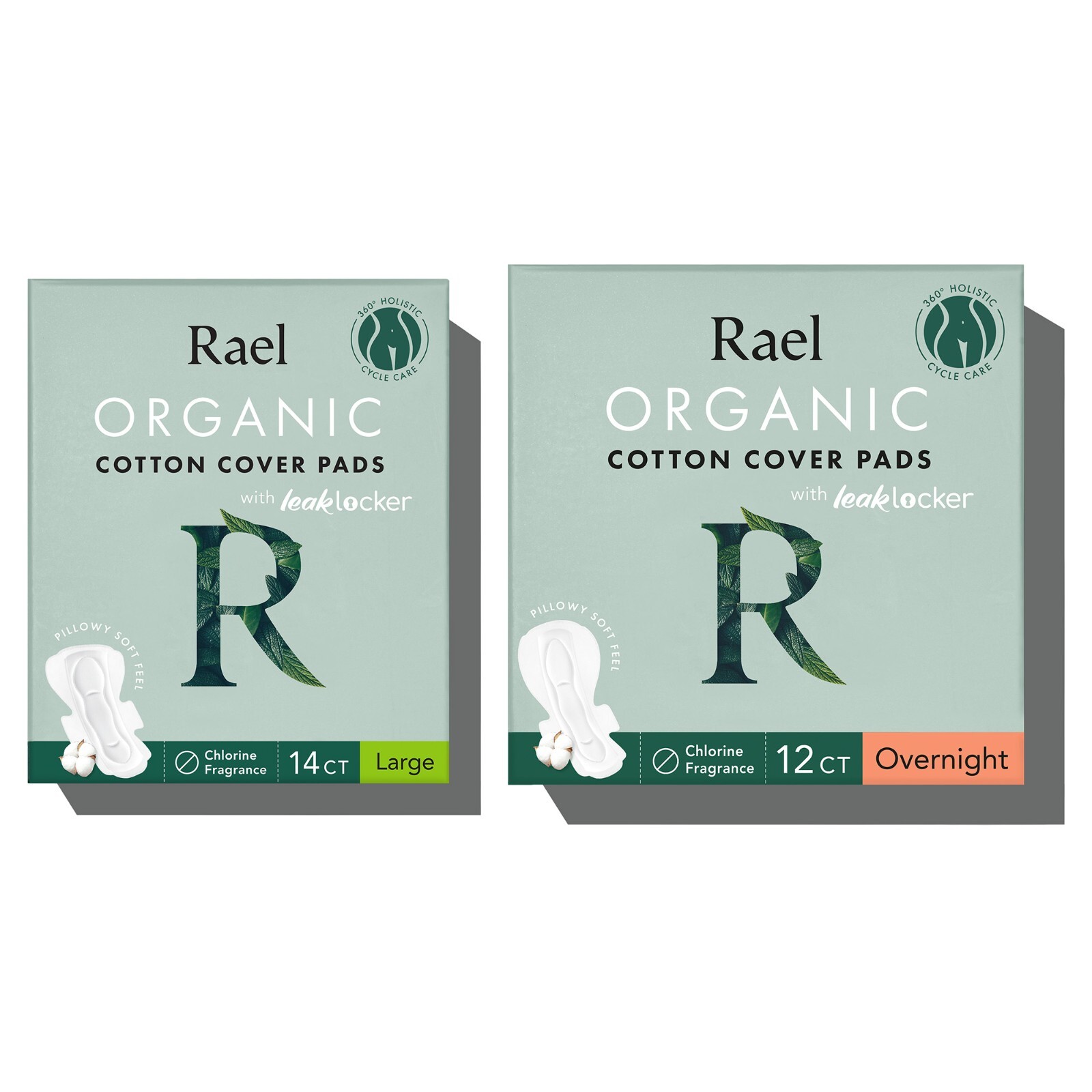 Rael Pads for Women, Organic Cotton Cover – Overnight, Large (bundle)