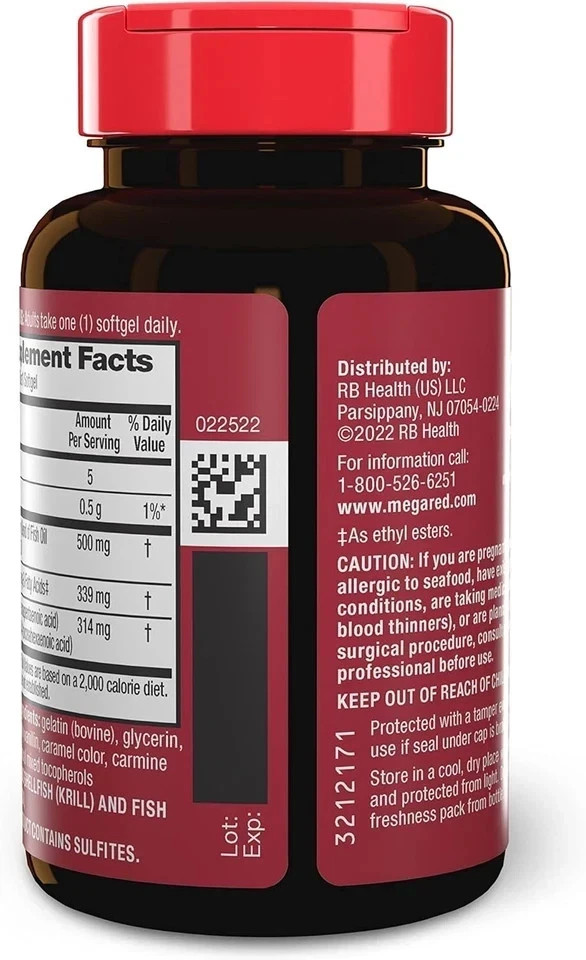 MegaRed Advanced Absorption Omega 3 Fish Oil 500mg 80 Softgels