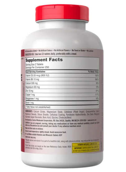 500 Tablets Calcium Citrate 500mg with Magnesium Zinc plus vitamin D Exp01/2027