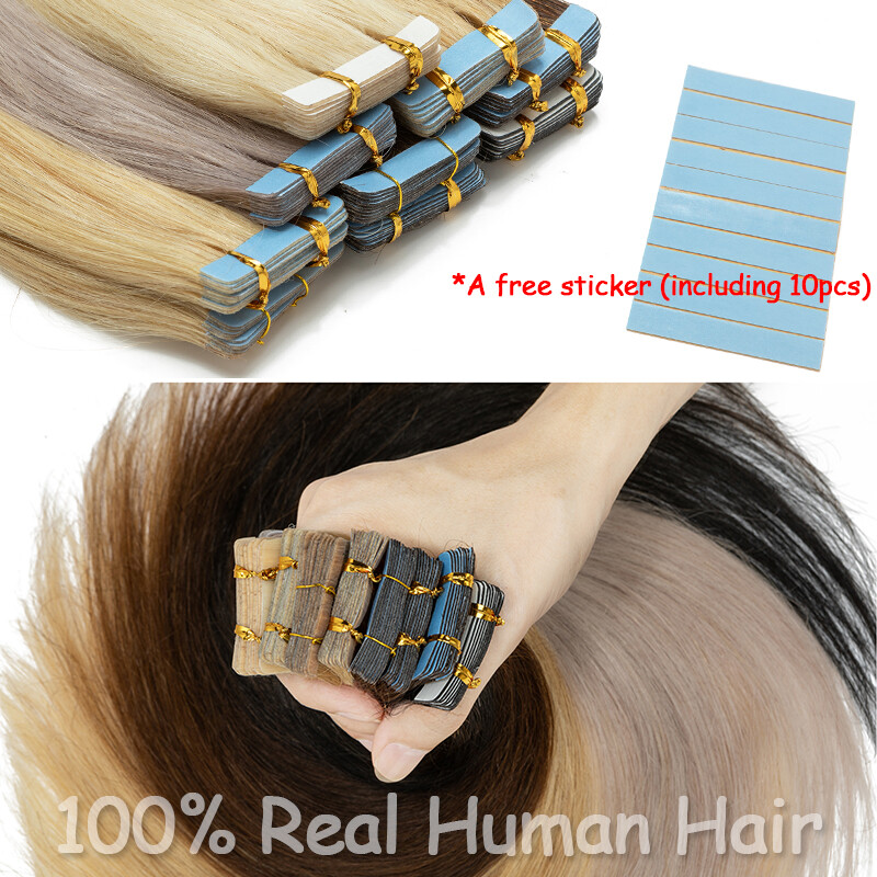 Invisible Tape In Skin Weft Real Remy Human Hair Extensions Wavy Thick Glue 150G