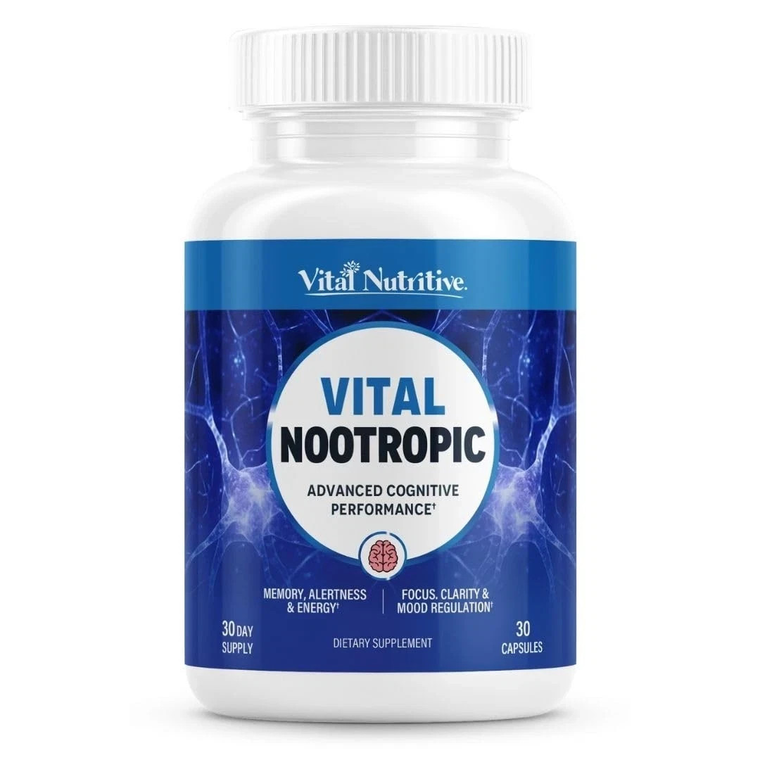 Vital 12-in-1 Nootropic Brain Supplement – Memory, Focus & Energy Boost – 30ct