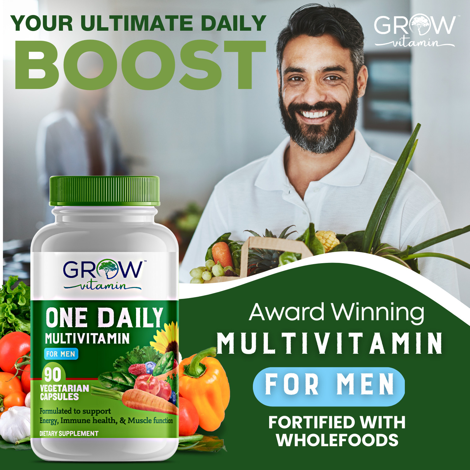 One A Day Men’s Health Formula Organic Multivitamin, Easy to swallow 90 Capsules