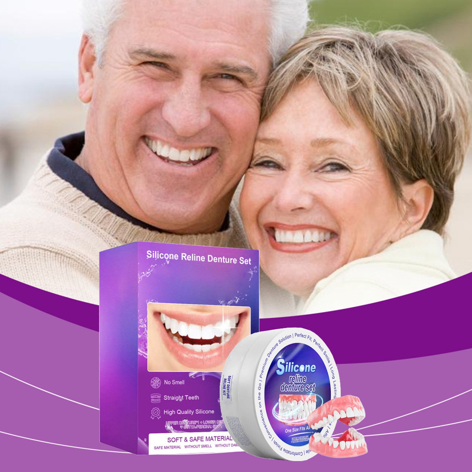 Soft Silicone Temporary Denture Kit Instant Fake Teeth Veneers for Men Women