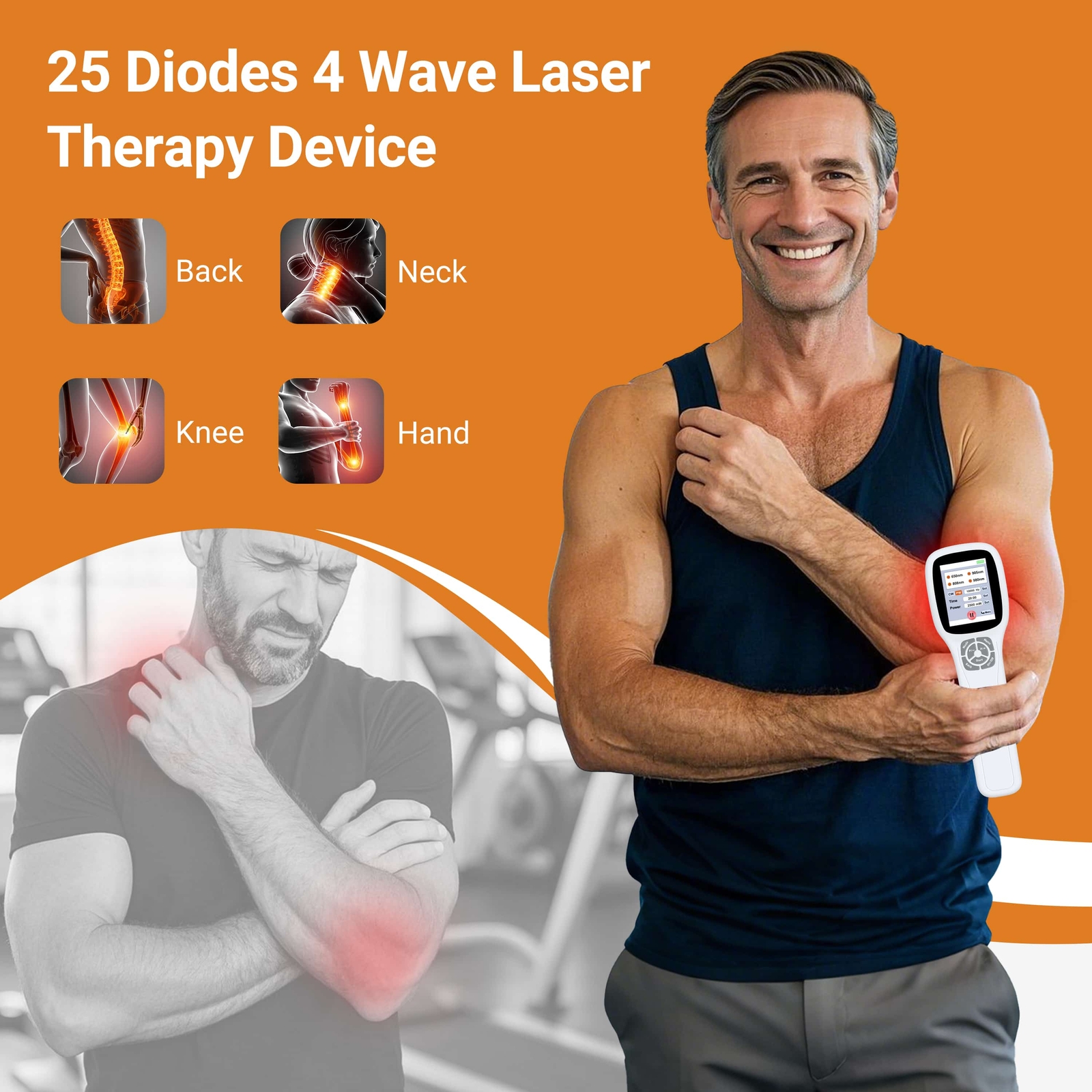 LLLT Red Infrared Laser Therapy Device 25 Diodes Human Body Pain Relief Home Use