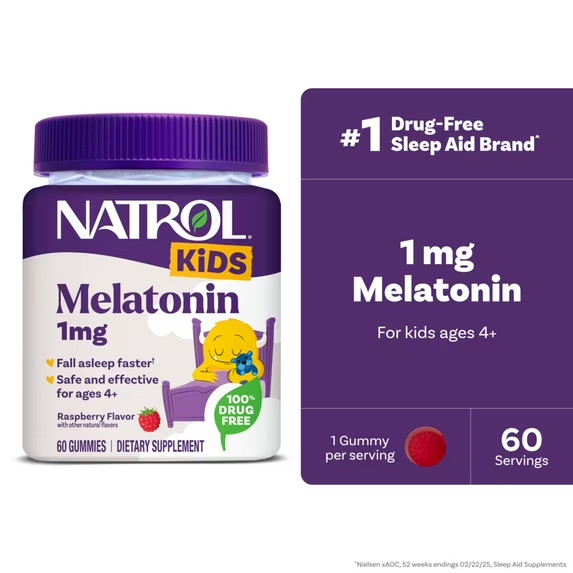 Natrol Kids Melatonin Gummies 1Mg, Children’S Melatonin for Restful Sleep, 60 Ra