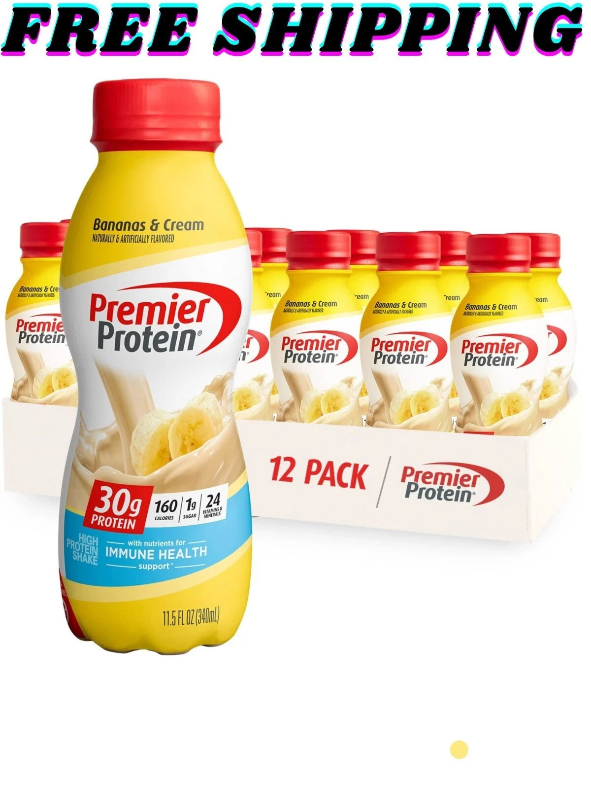 Premier Protein Shake, Bananas & Cream, 30g Protein, 11.5 fl oz, 12 Ct