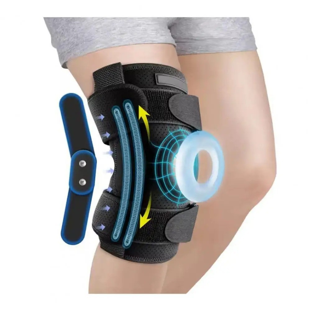 Adjustable Knee Brace with Stabilizers and Gel Pad for Pain Relief