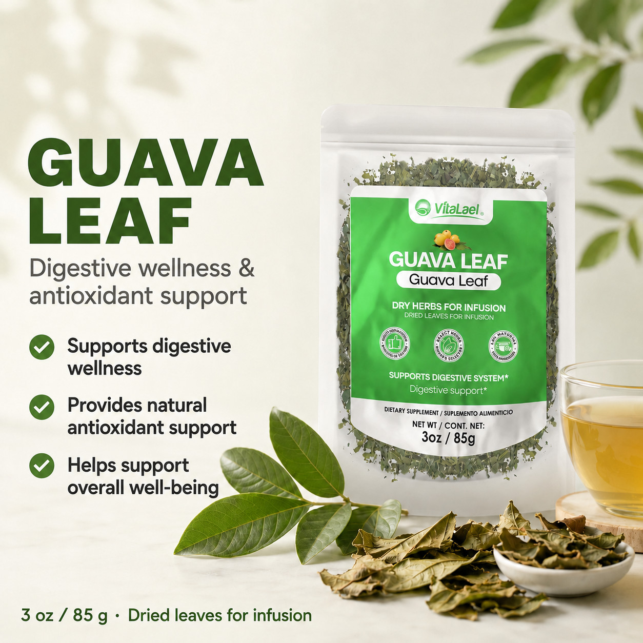 Guava Leaf Tea – Hoja de Guayaba -Digestive Antioxidant Sugar Levels Support