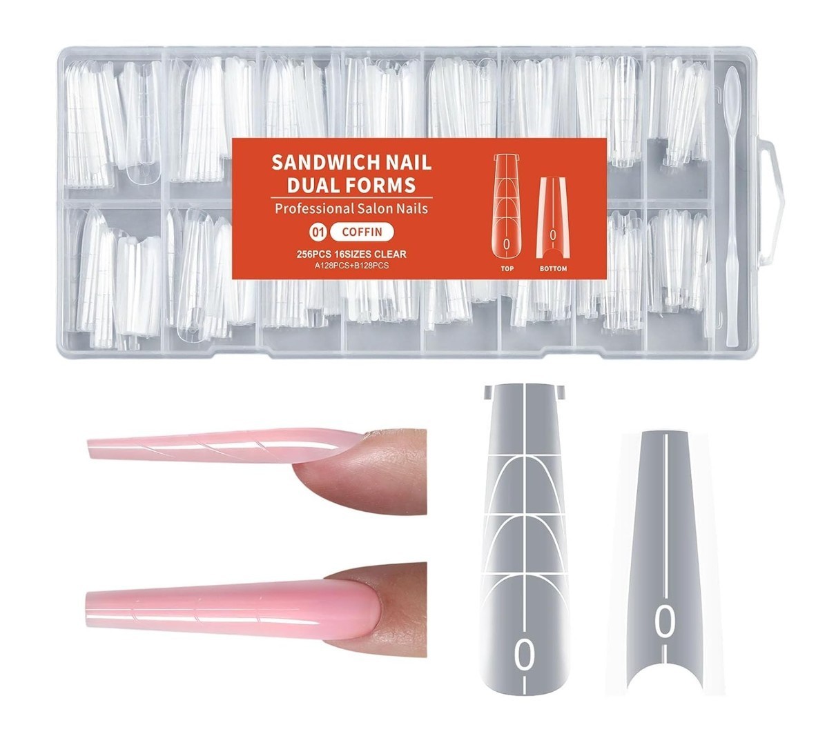 256Pcs Easy Nails Art Forms with Sandwich Design for Paperless