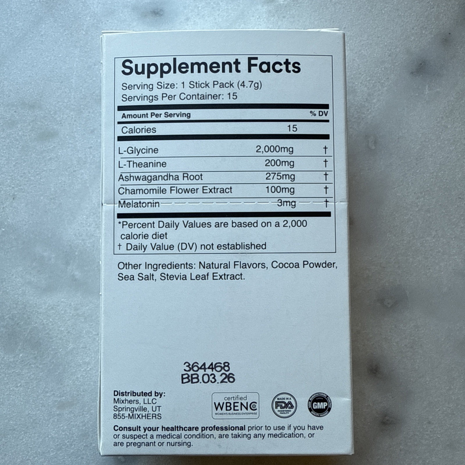 Mixhers SLEEP, SLEEP SUPPORT. CHOCOLATE! 15 Servings. BB:3/26. NEW!!