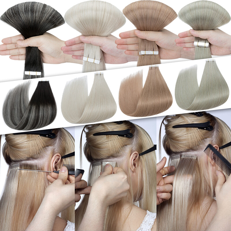 Double Sided Tape in on Skin Weft Balayage 100% Human Remy Hair Extensions 20PCS