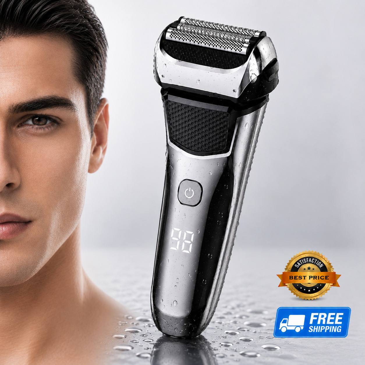 Electric Razor for Men Wet Dry Waterproof Rechargeable Foil Shaver USB-C