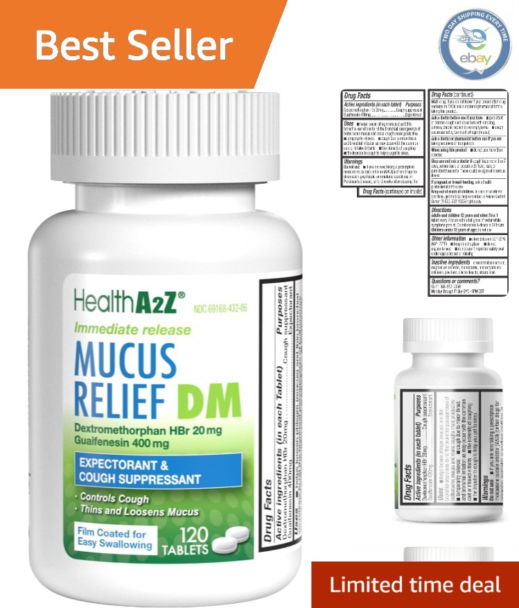 120 Count Mucus Relief Tablets – Effective Cough Control with Guaifenesin 400mg