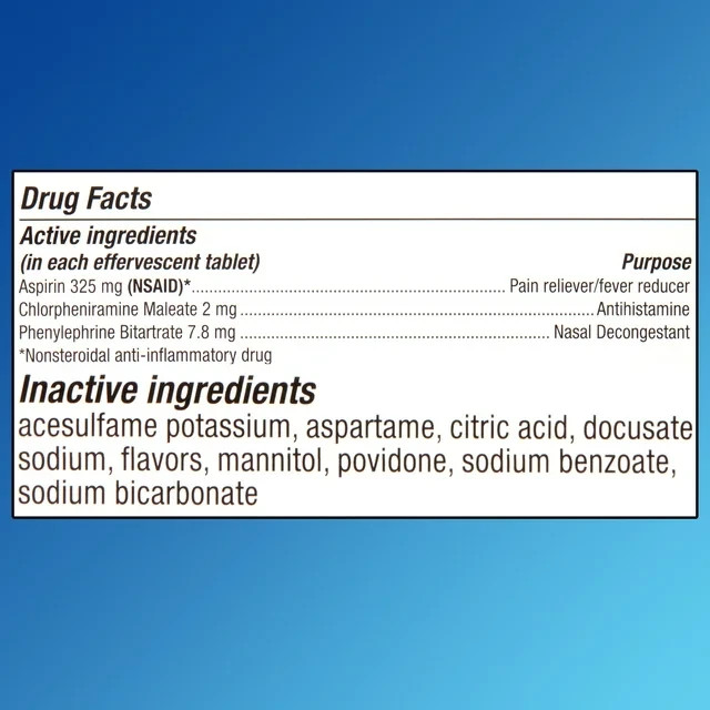 Equate Effervescent Cold Relief Tablets 48 Count vs Alka-Seltzer Plus Cold