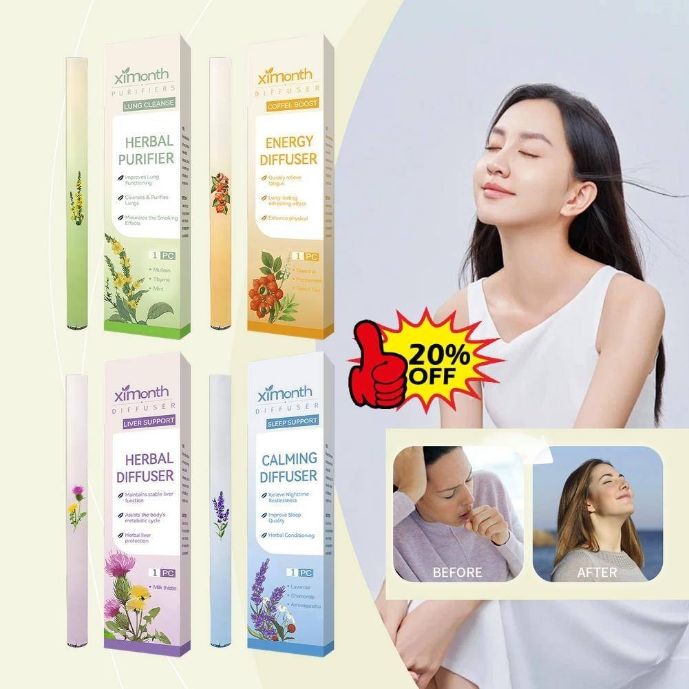 4 Style Herbal Diffuser w/Mullein Thyme Mint for Lung Health Fresh Air 4 packs
