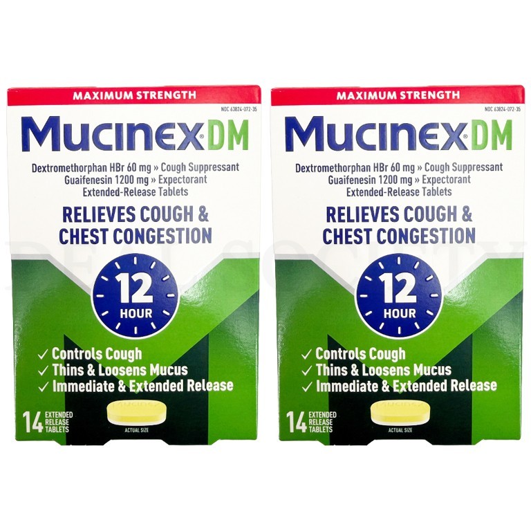Mucinex DM Max Strength 12 Hour Cough Medicine 14 Tablets Each Lot of 2