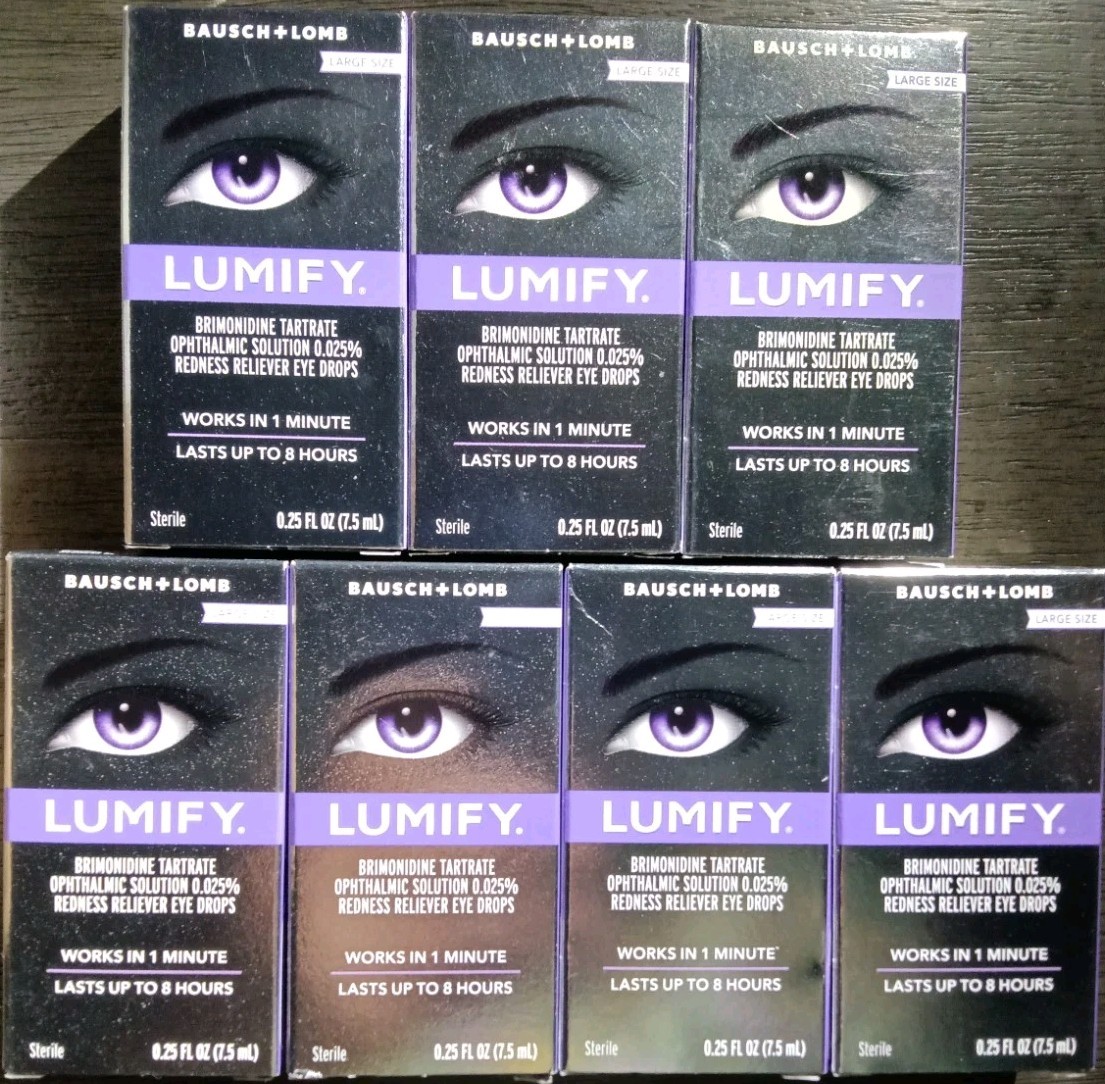 7 BAUSCH + LOMB LUMIFY REDNESS RELIEVER EYE DROPS UP TO 8 HOUR RELIFE! 0.25OZ X7