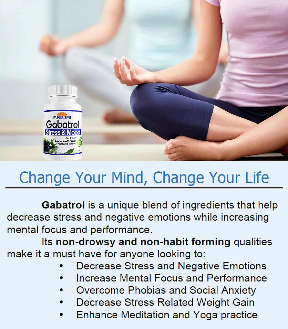 PureLife Gabatrol, Fast Acting Stress and Mood Formula, 90 Capsules