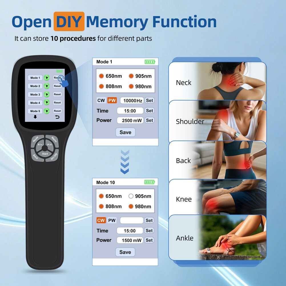 Touchscreen 2.5W Cold Laser Therapy Device For Pain Relief 650+808nm+905nm+980nm