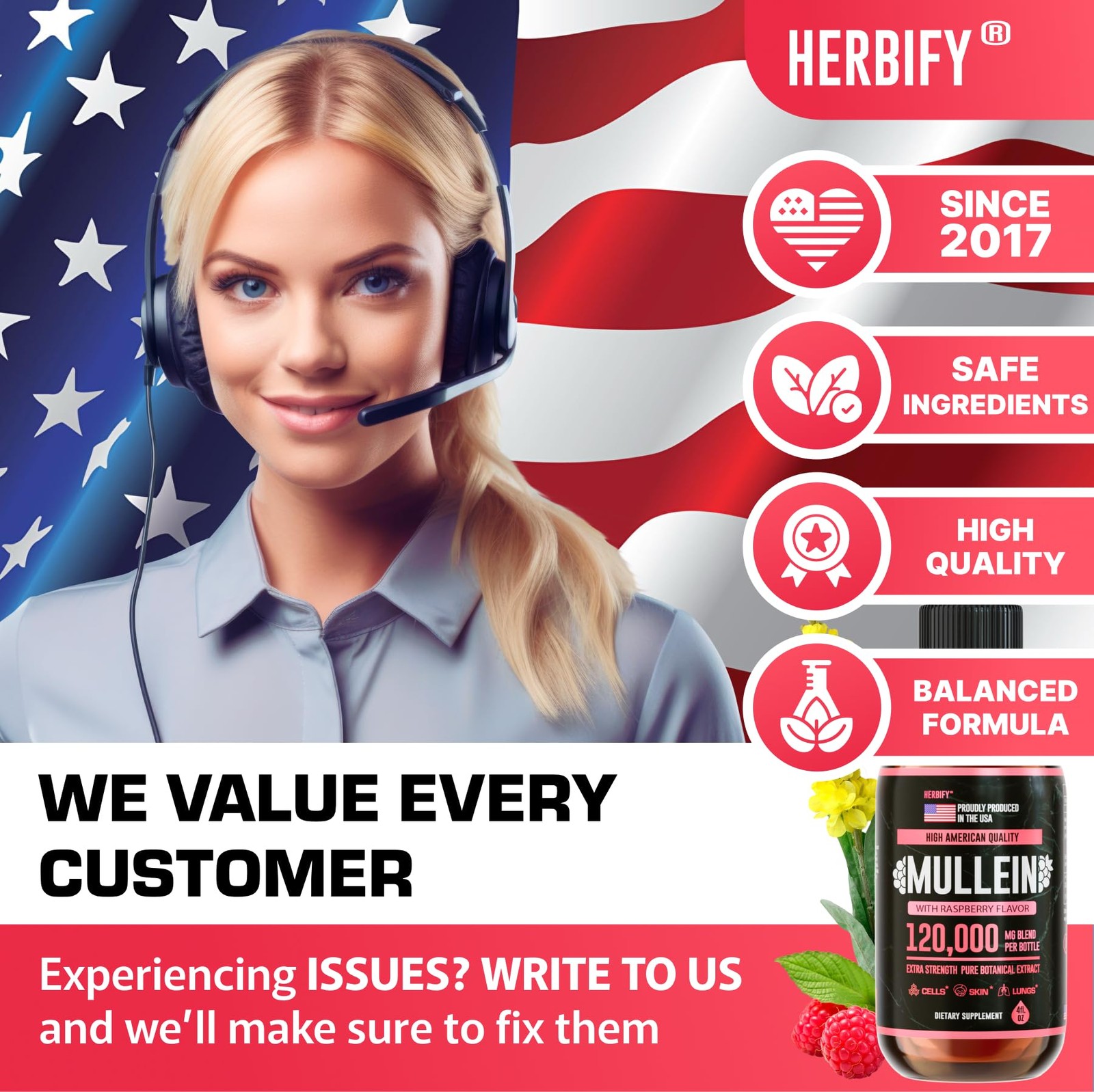 HERBIFY Mullein Drops – Lung Cleanse – Leaf Extract – Powerful Mullein for Im…