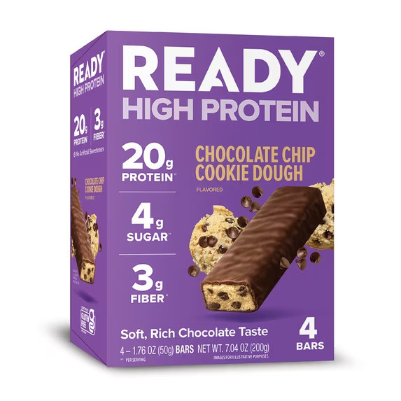 Ready® 20g High Protein Chocolate Chip Cookie Dough Bars – 4 Count