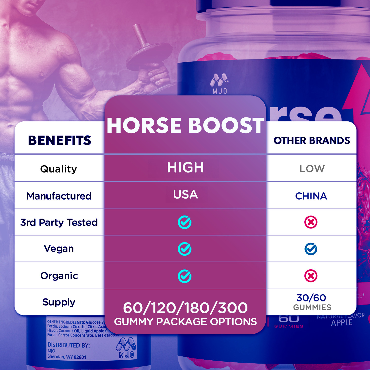 (2 Pack) Horse Boost Gummys Advanced Male Health Support HorseBoost 120 Gummies