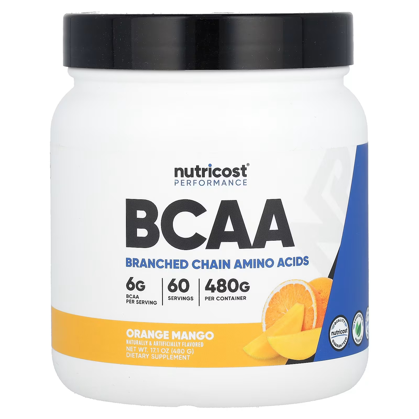 Nutricost BCAA 2:1:1 Powder Orange Mango 60 Servings – 6G Per Serving