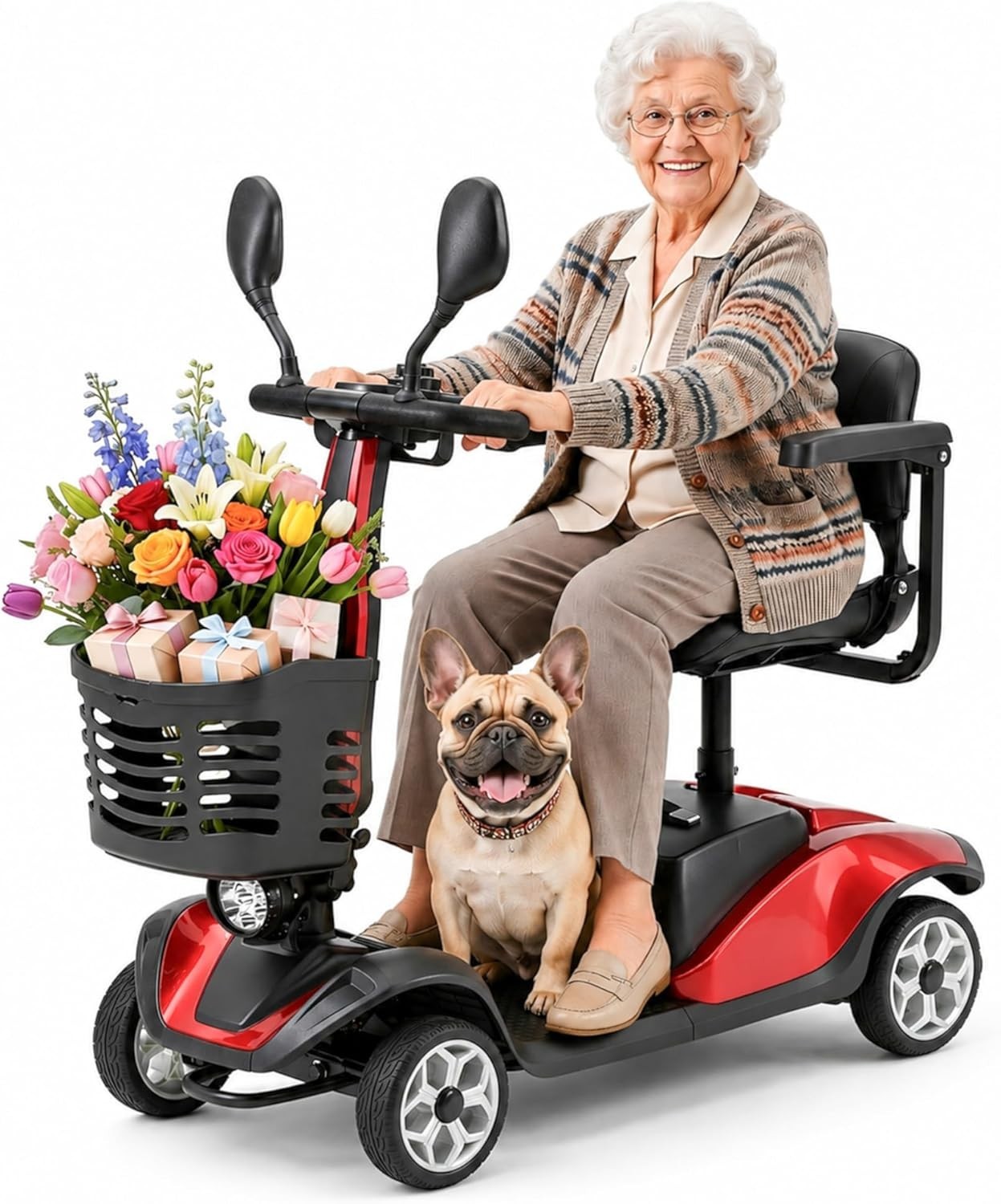 Mobility Scooter Waterproof 4 Wheel Scooter Foldable Higher Height for Senior