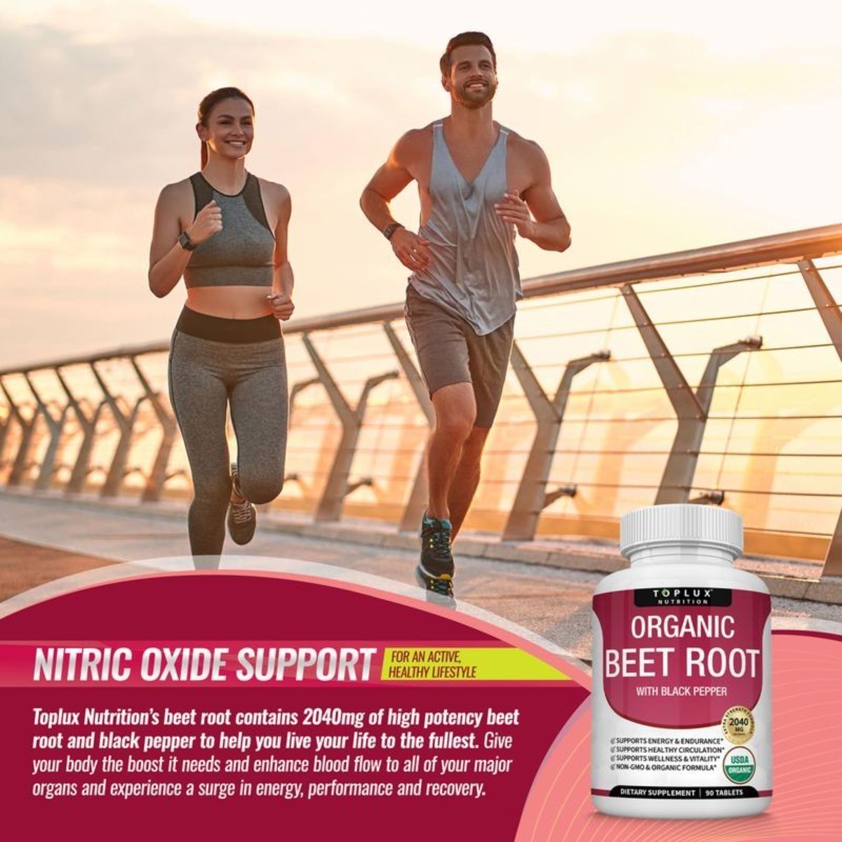 2040mg Toplux Organic Beet Root Tablets | Nitric Oxide Booster Supplement NEW