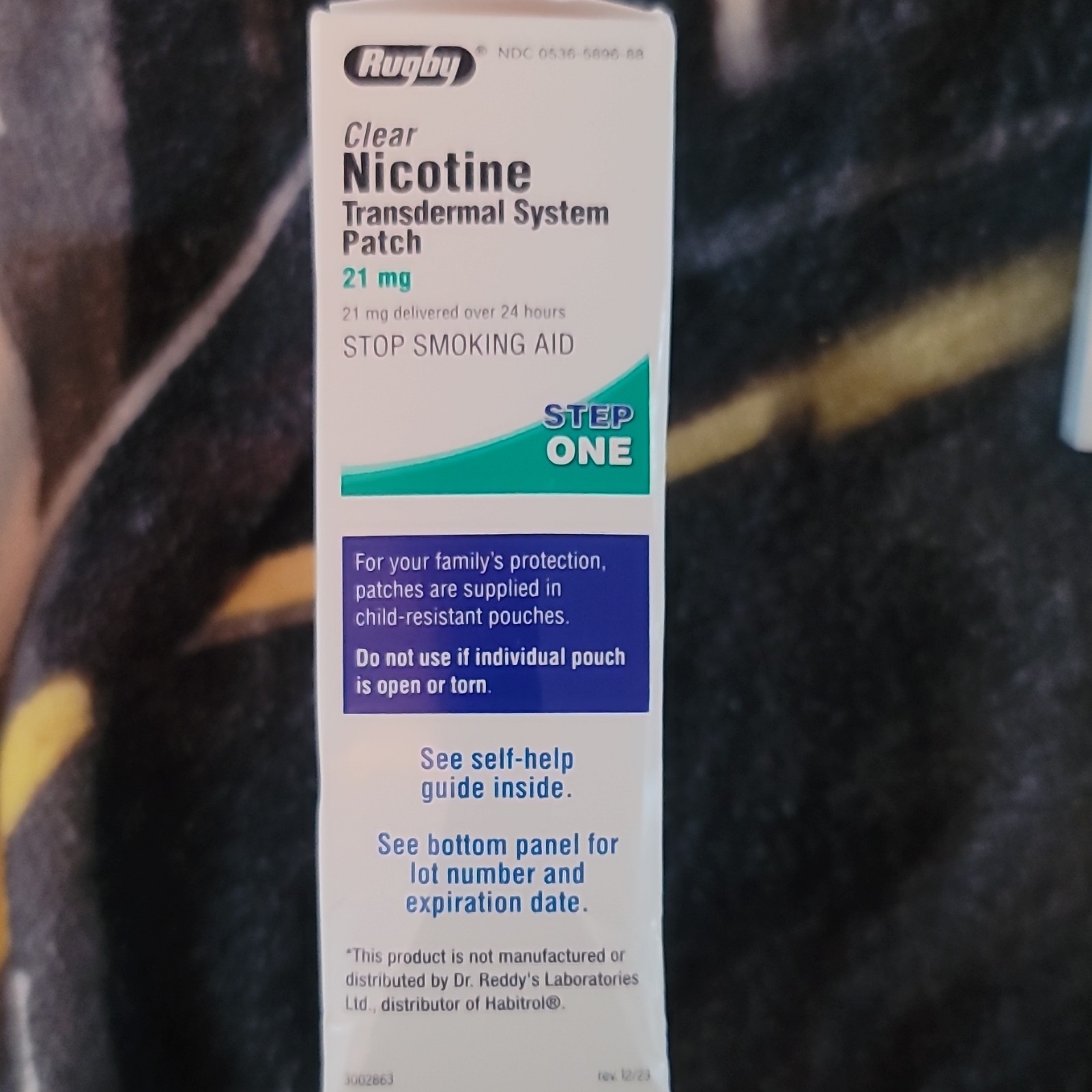 Rugby Clear Nicotine Patch Step 1 21mg 14 Ct Lot 58397 Exp 2029/03