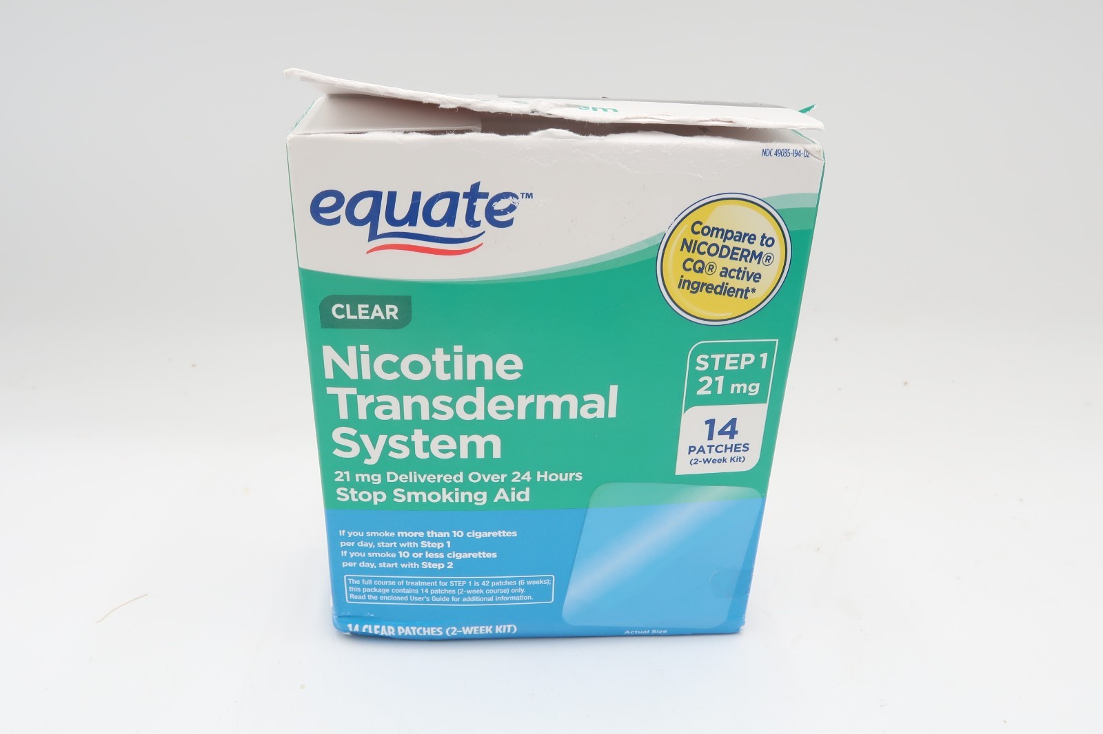 Equate Stop Smoking Patch 14 Clear Patches Step 1 / 21 mg, 09/2028