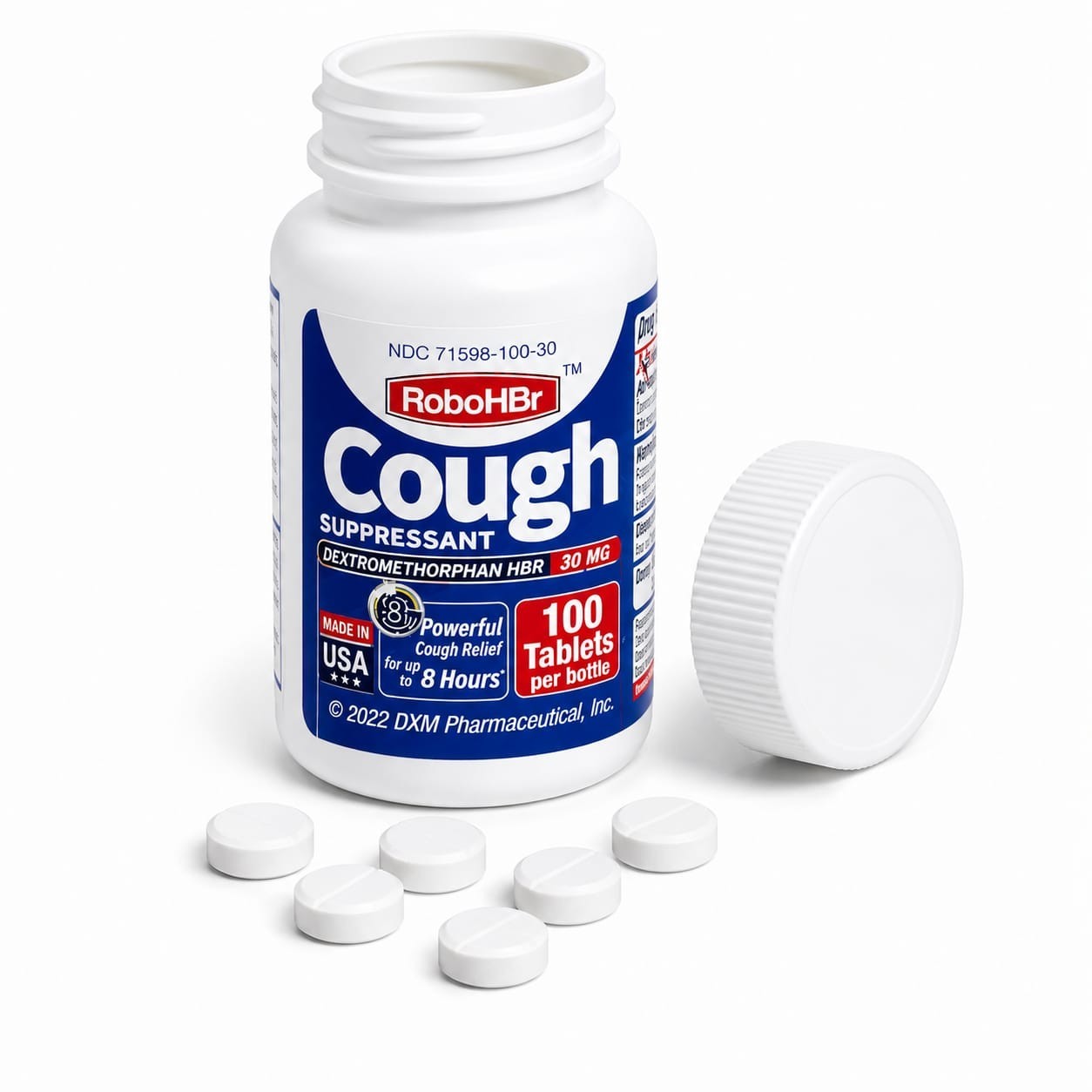 Cough Suppressant Dextromethorphan HBr 30mg – 100 Tablets, Fast Relief