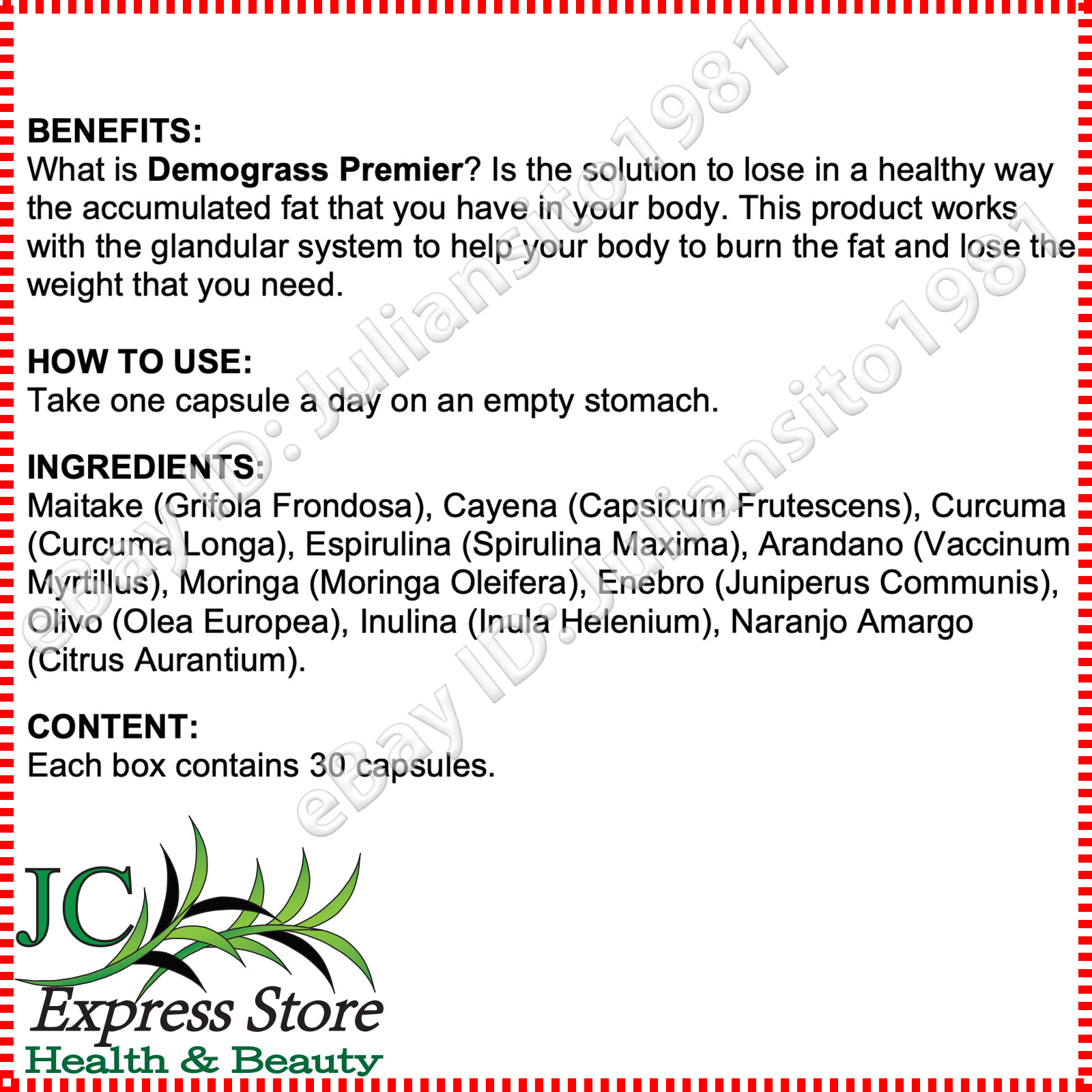 2 BOXES DEMOGRASS PREMIER WEIGHT LOSS SUPPLEMENT 60 CAPSULES 100% ORIGINAL PILL
