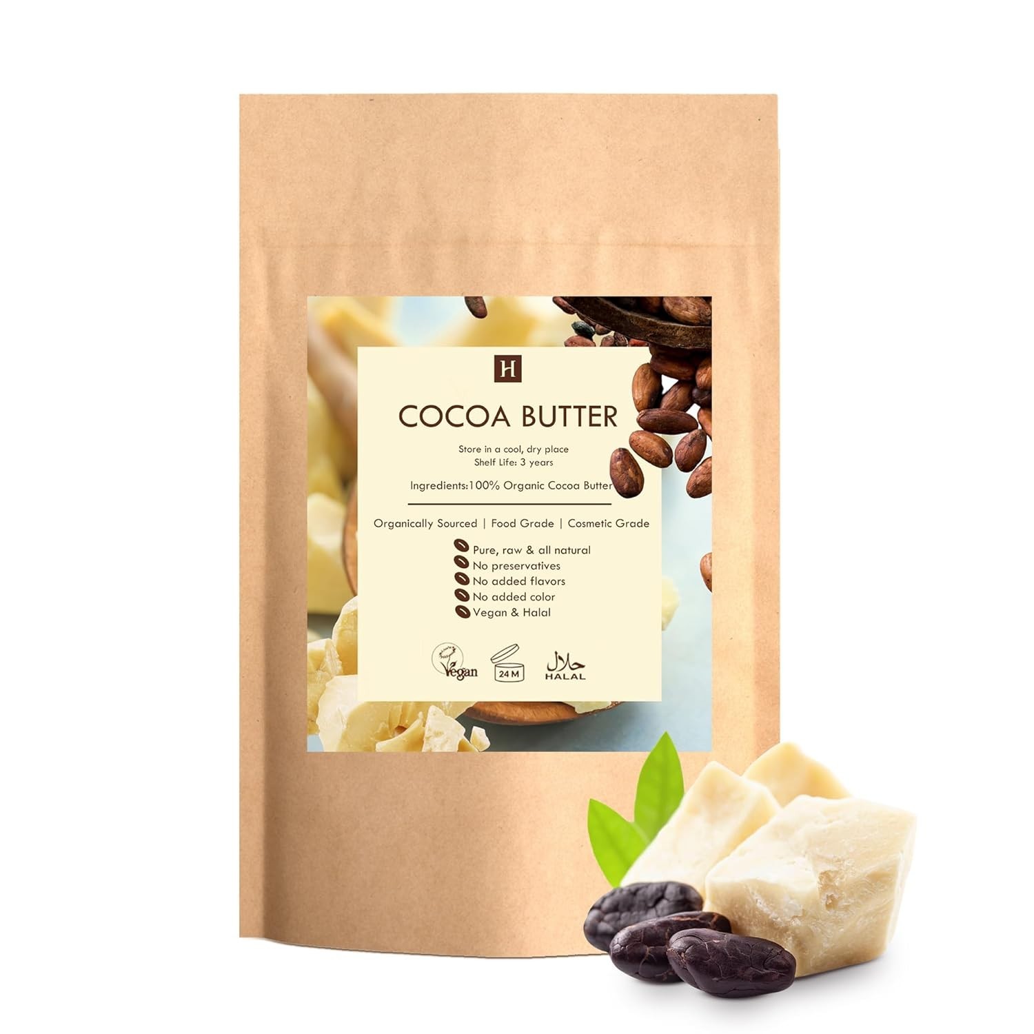 HalalEveryDay 5 lb Organic Raw Cocoa Butter – Food & Cosmetic Grade