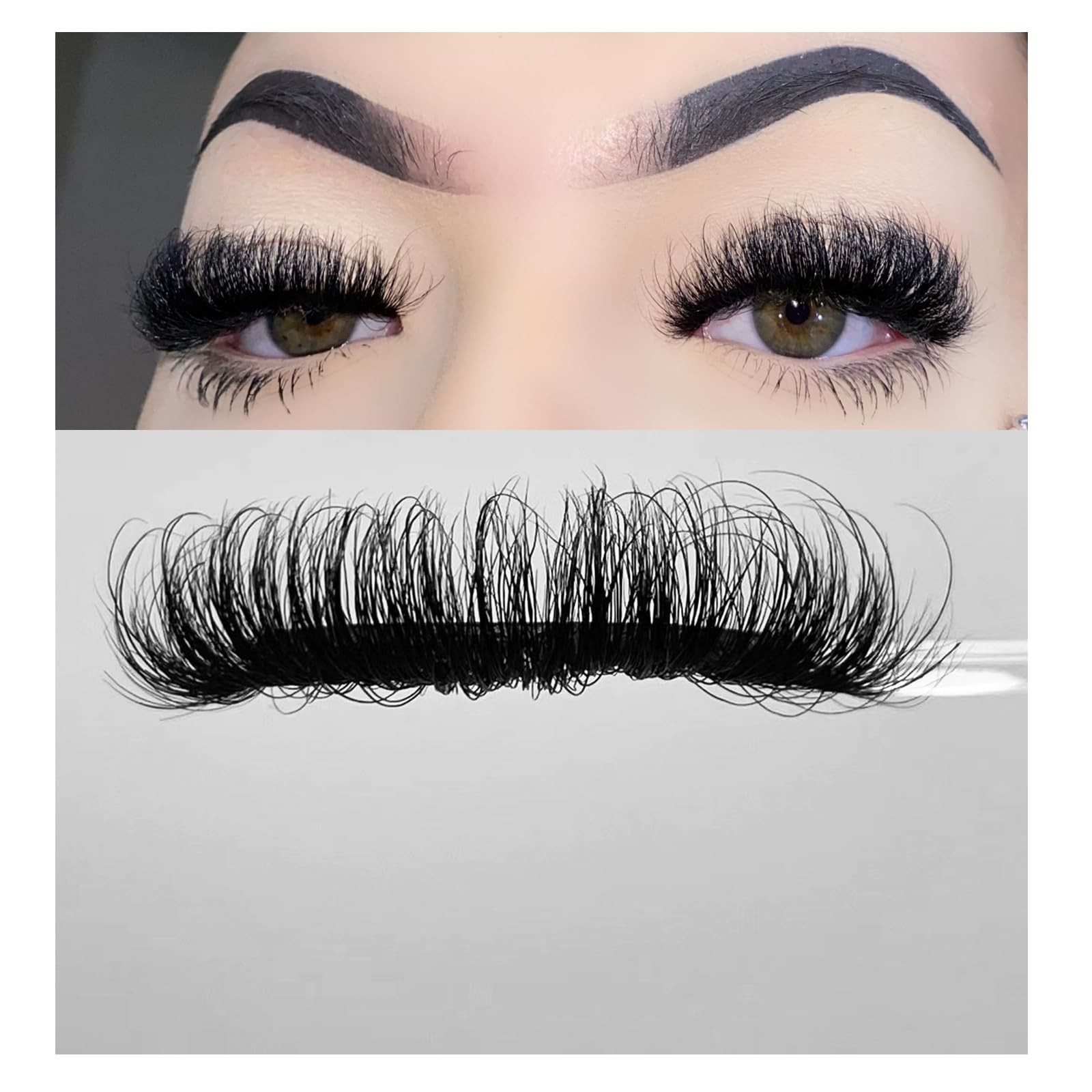 Fluffy Mink Lashes Strip with Russsian Volume, D 1 pair (Pack of 1), Black