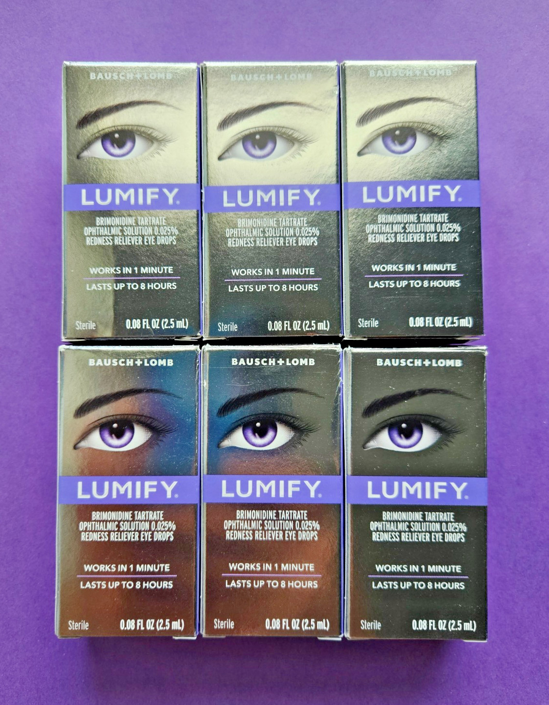 6 PACK Lumify Eye Drops .08 oz (2.5ml) SEALED in Box Fresh Lot, EXP: 2027